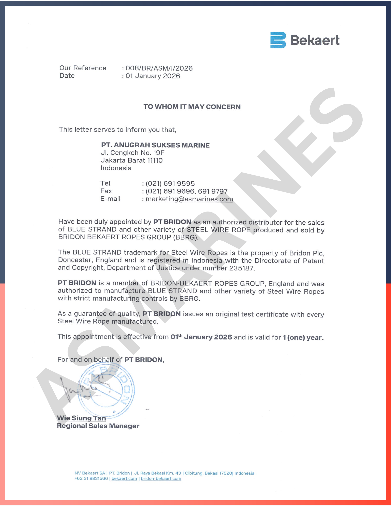 Agency Letter Bridon